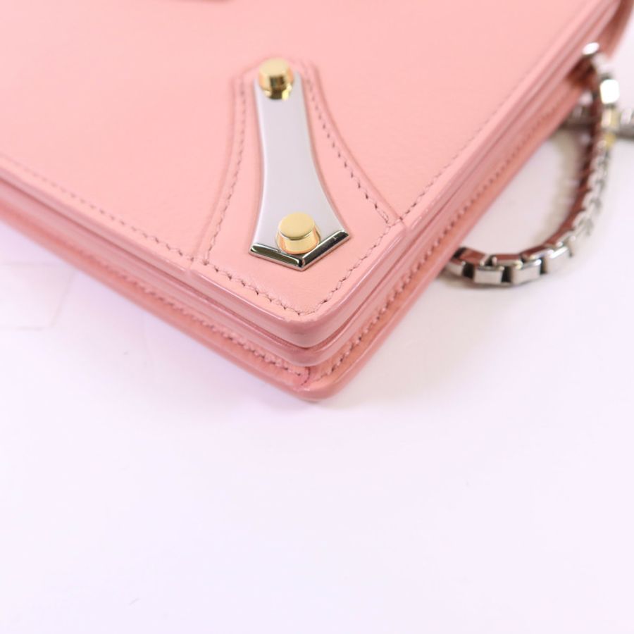 BALENCIAGA 牛皮皮革Shoulder Bag銀扣鏈帶肩背袋-11
