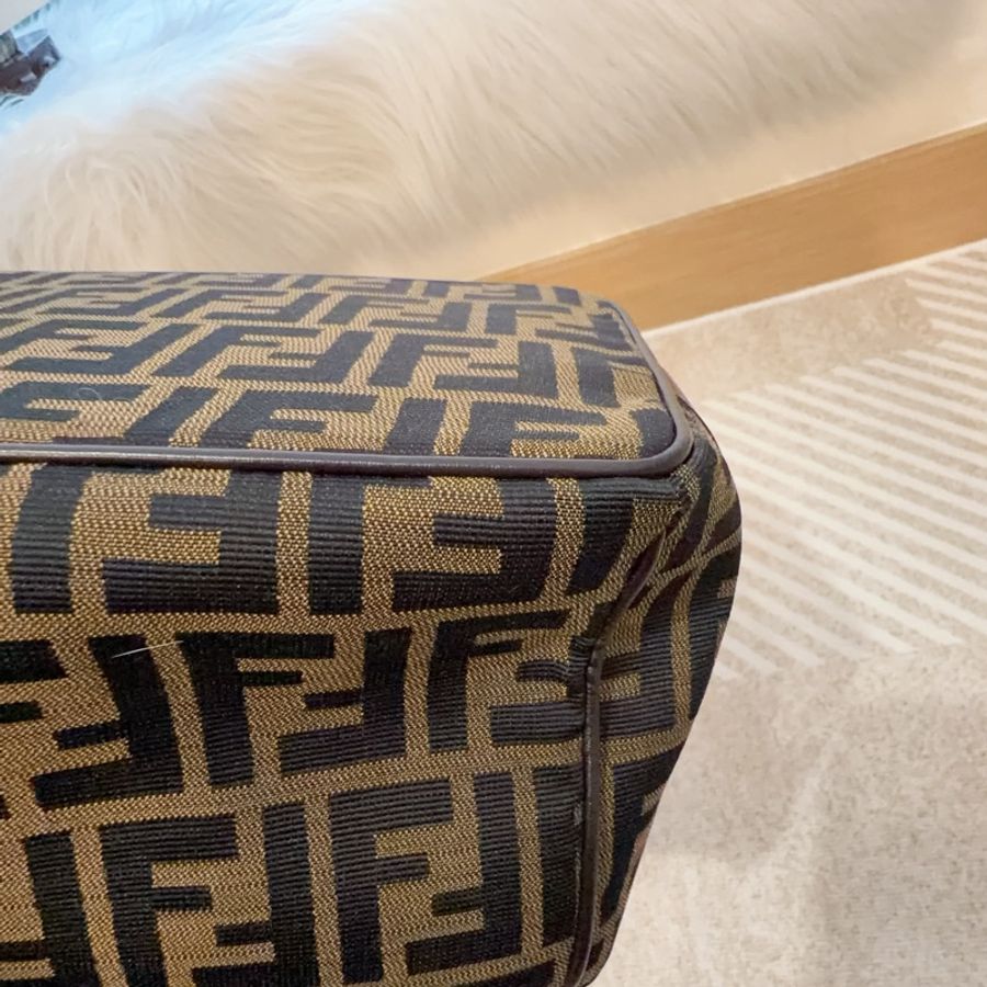 Fendi 老花Zucca大號飯盒包 便當包 金扣 vintage FF-13