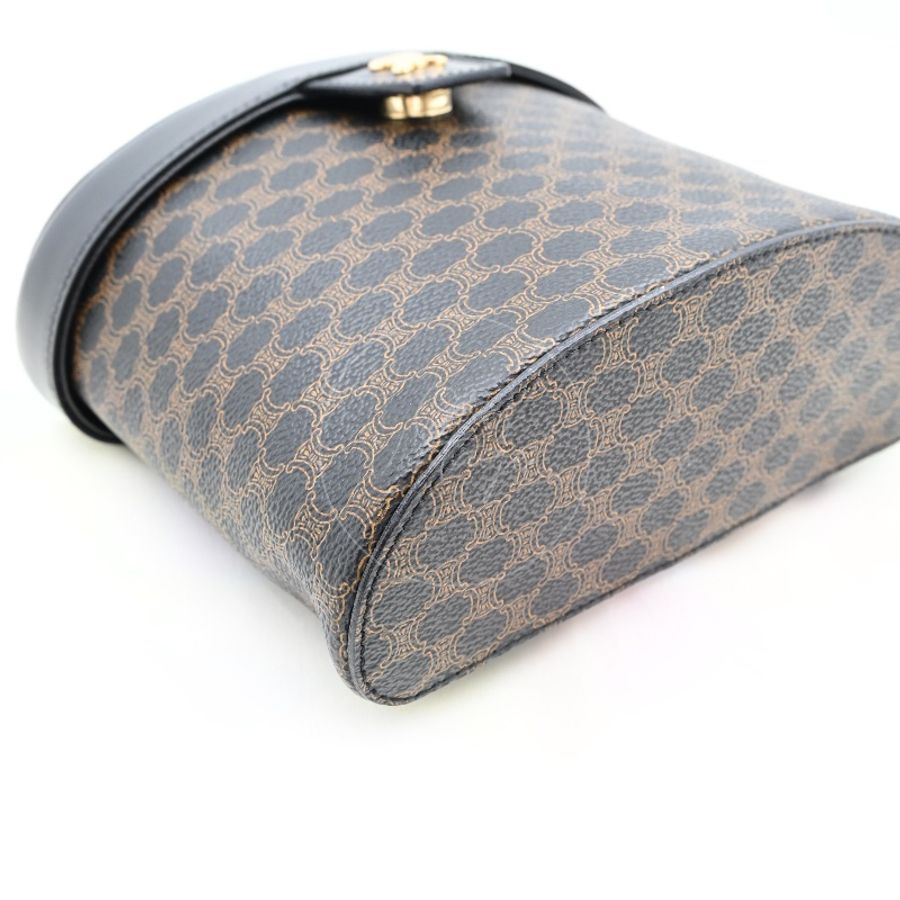 中古 Celine 賽琳 復古黑色 Macadam老花圖案 小手袋 化妝箱-32