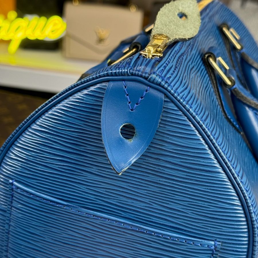 Louis Vuitton 藍色EPI水波紋Speedy手提包💙超吸睛-7