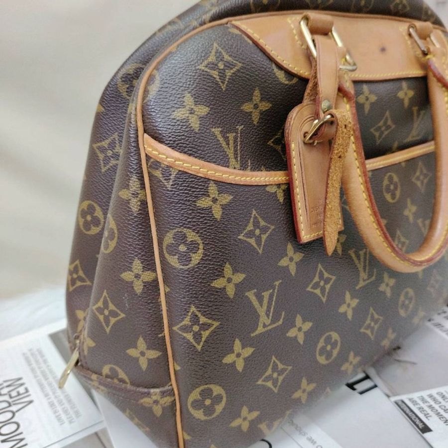LV Trouville 棕色 老花 塗層帆布拼牛皮 小號 珍妮包-3