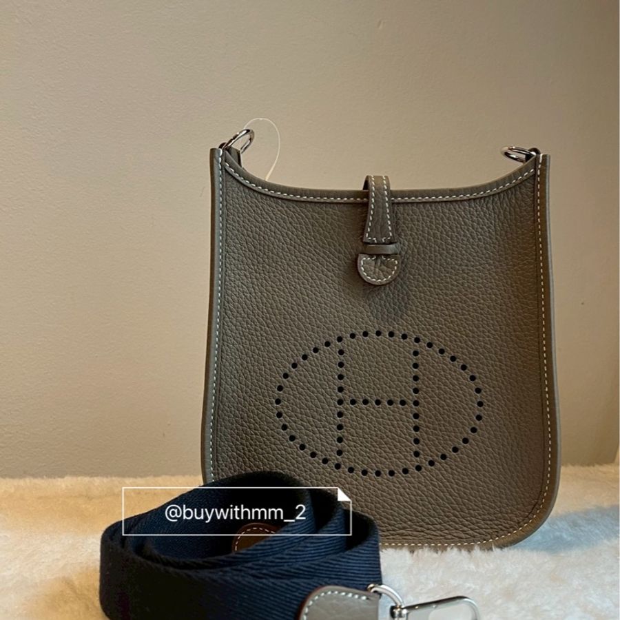 現貨💎Hermes 大象灰 Mini Evelyne K刻-0