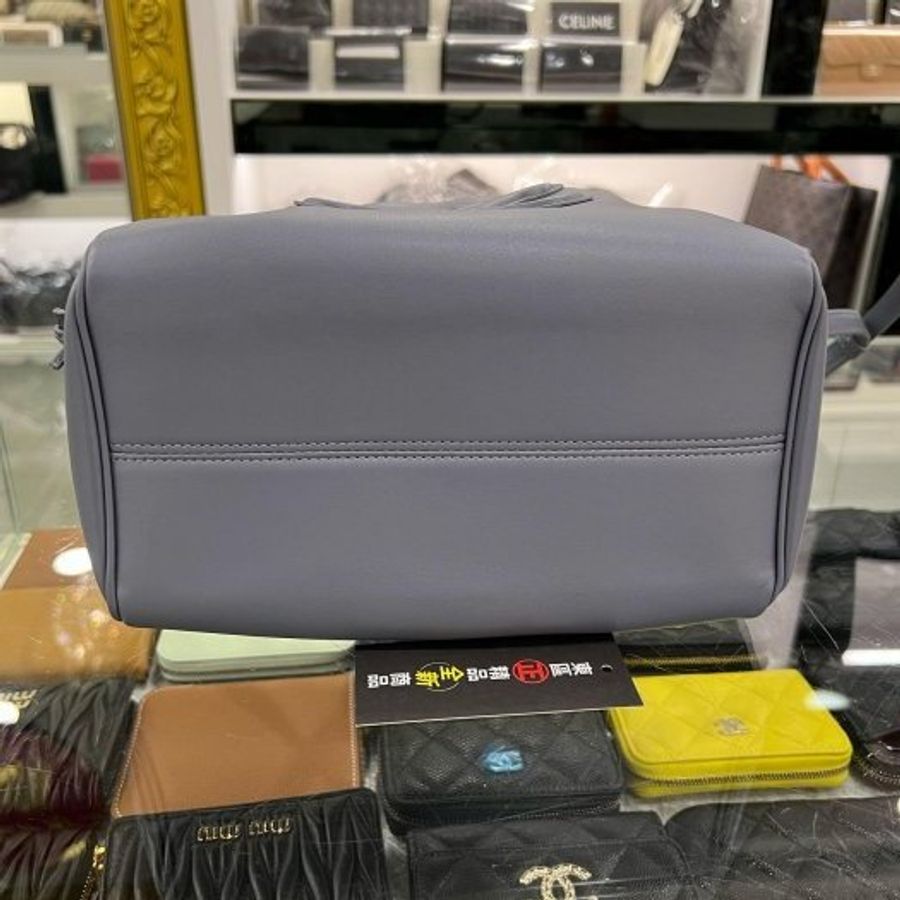 東區正精品㊣CELINE CUIR TRIOMPHE CABAS 111013 全新未使用水藍色全皮吸扣抽繩包手提斜背包 RZ6142-8