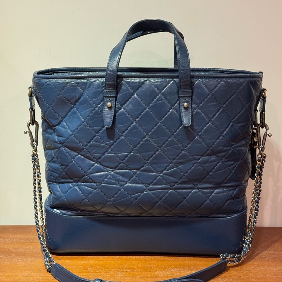 Chanel菱格牛皮藍色,古銅銀扣,手挽側背兩用Gabrielle Shopping Tote bag-0