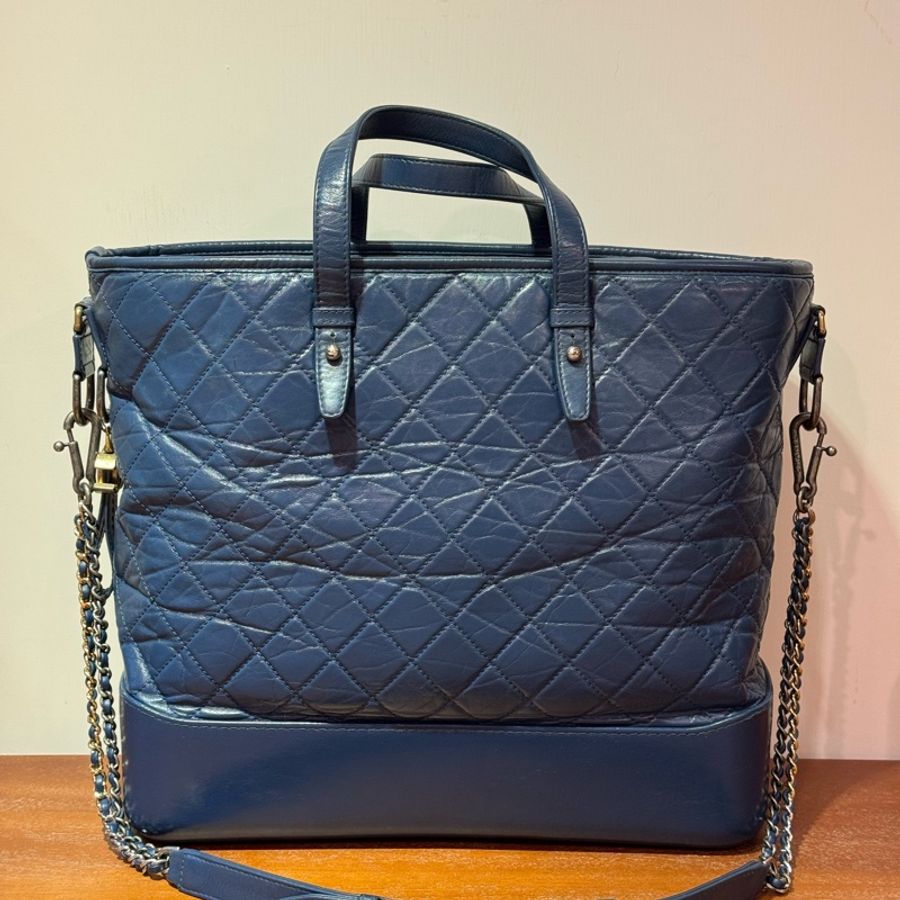 Chanel菱格牛皮藍色,古銅銀扣,手挽側背兩用Gabrielle Shopping Tote bag-1