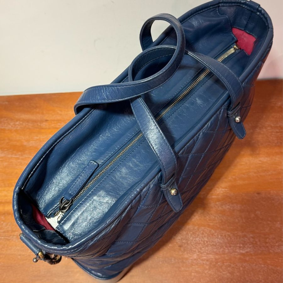 Chanel菱格牛皮藍色,古銅銀扣,手挽側背兩用Gabrielle Shopping Tote bag-18