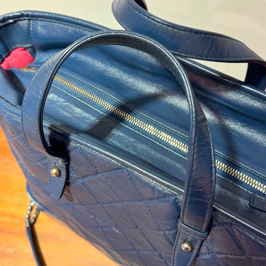 Chanel菱格牛皮藍色,古銅銀扣,手挽側背兩用Gabrielle Shopping Tote bag-20