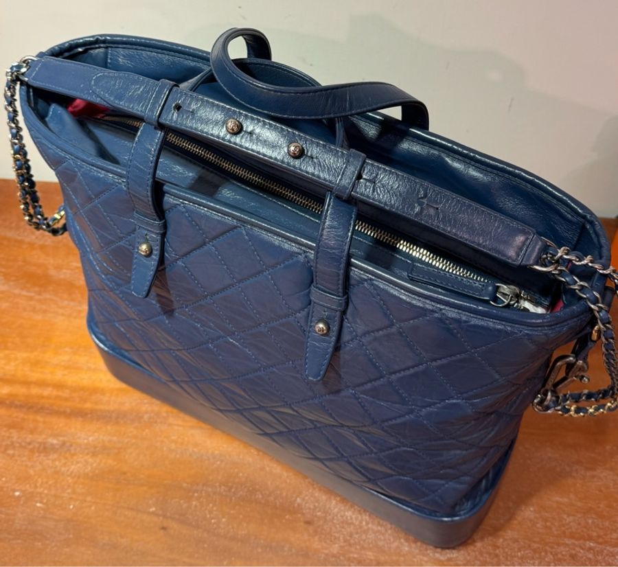 Chanel菱格牛皮藍色,古銅銀扣,手挽側背兩用Gabrielle Shopping Tote bag-21