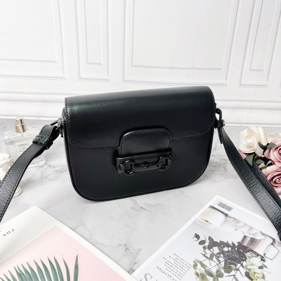 Gucci Horsebit黑色馬蹄扣1955郵差包72622620.5×5×14.5 98新配件塵袋-3
