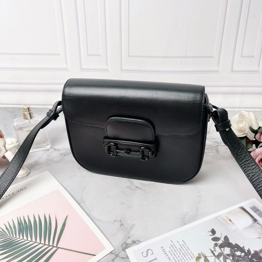 Gucci Horsebit黑色馬蹄扣1955郵差包72622620.5×5×14.5 98新配件塵袋-4