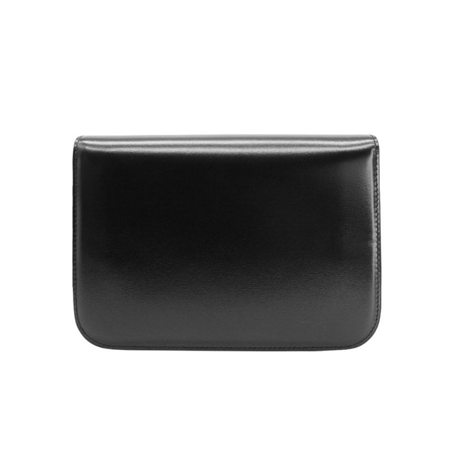 Celine 展示品 Triomphe 亮面牛皮中型肩背/斜背二用包(黑)-3