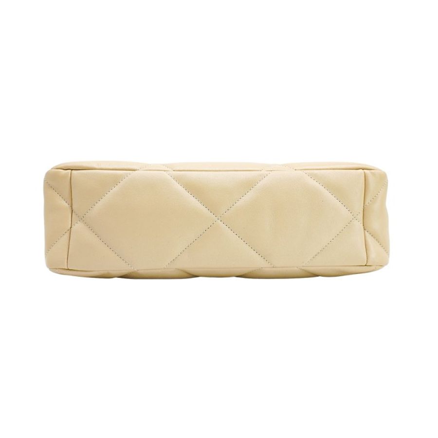 Chanel 19 菱格羊皮雙色鍊帶手提/肩背包-30cm(AS1161-米)-3