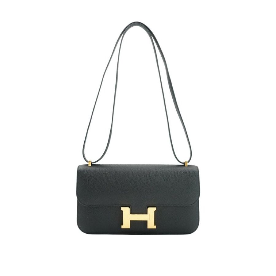 Hermes Constance Elan Epsom牛皮H金釦長夾/斜背包(89黑)-1