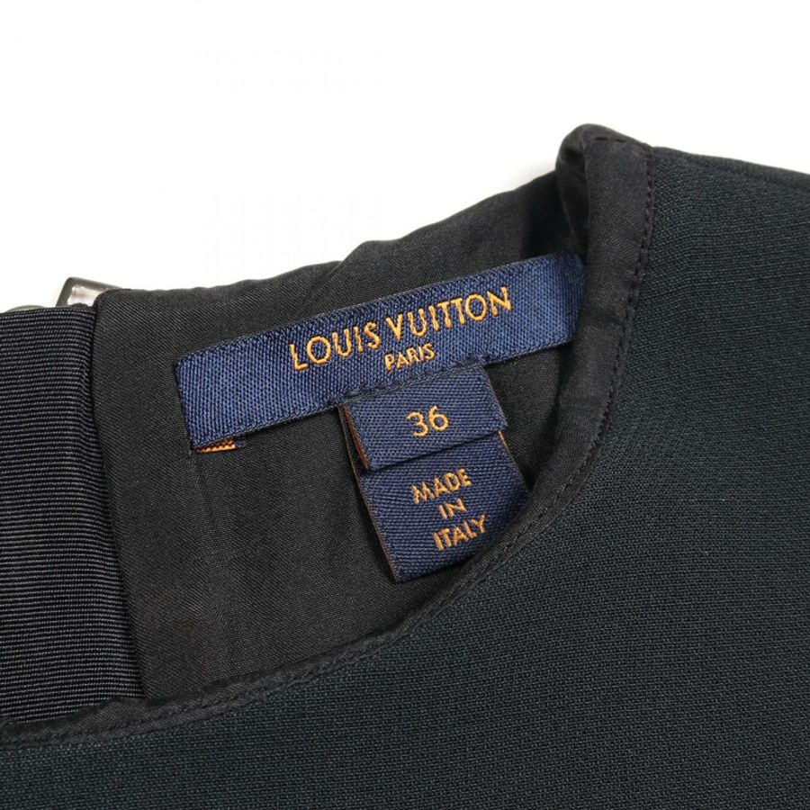 路易威登 (LOUIS VUITTON) 黑色羊毛真絲拼接洋裝,二手女款,尺寸 36。-2
