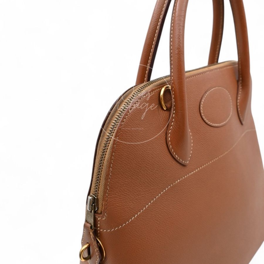 中古 Hermes 愛馬仕 Bolide柏莉包 31 金棕色 Epsom皮革材質 金色五金配件 Circle Y 手提包-8