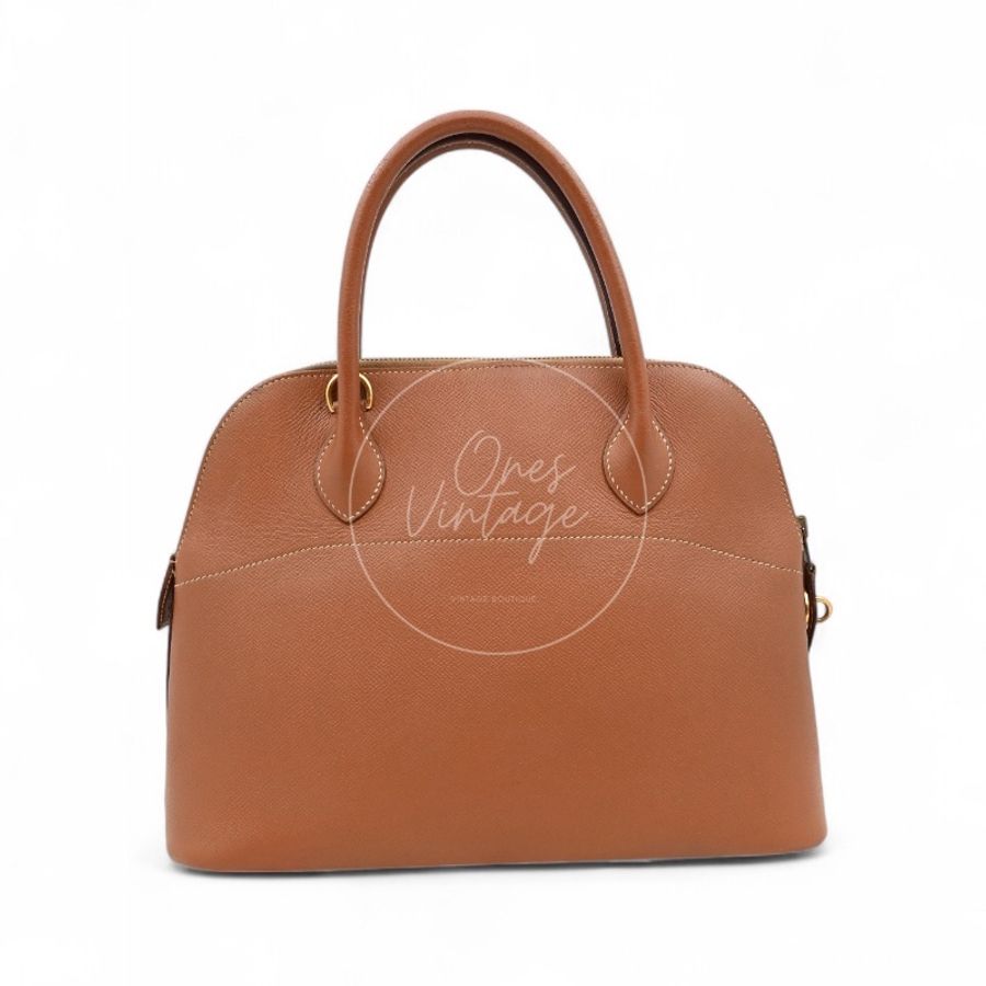 中古 Hermes 愛馬仕 Bolide柏莉包 31 金棕色 Epsom皮革材質 金色五金配件 Circle Y 手提包-25
