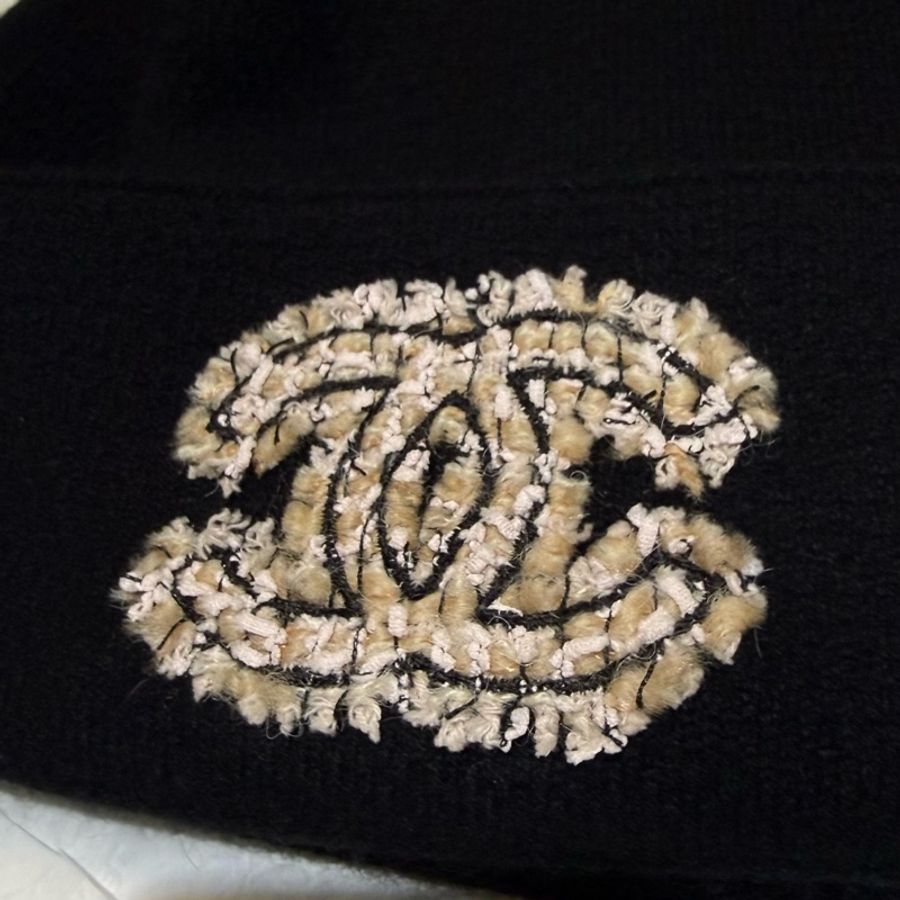 ❣️Chanel 花呢拼接雙C大logo毛帽-2
