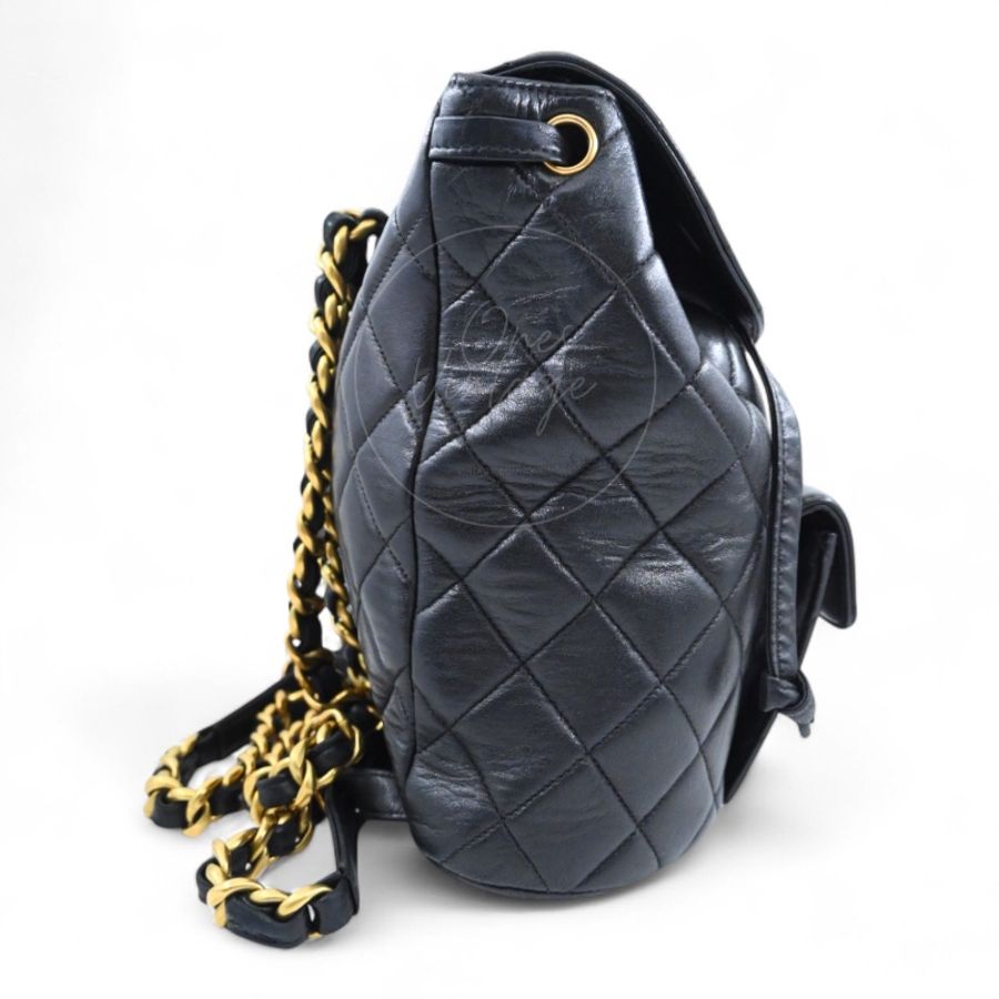 中古 Chanel 香奈兒 經典款 黑色小羊皮 大號 Duma 後背包-2