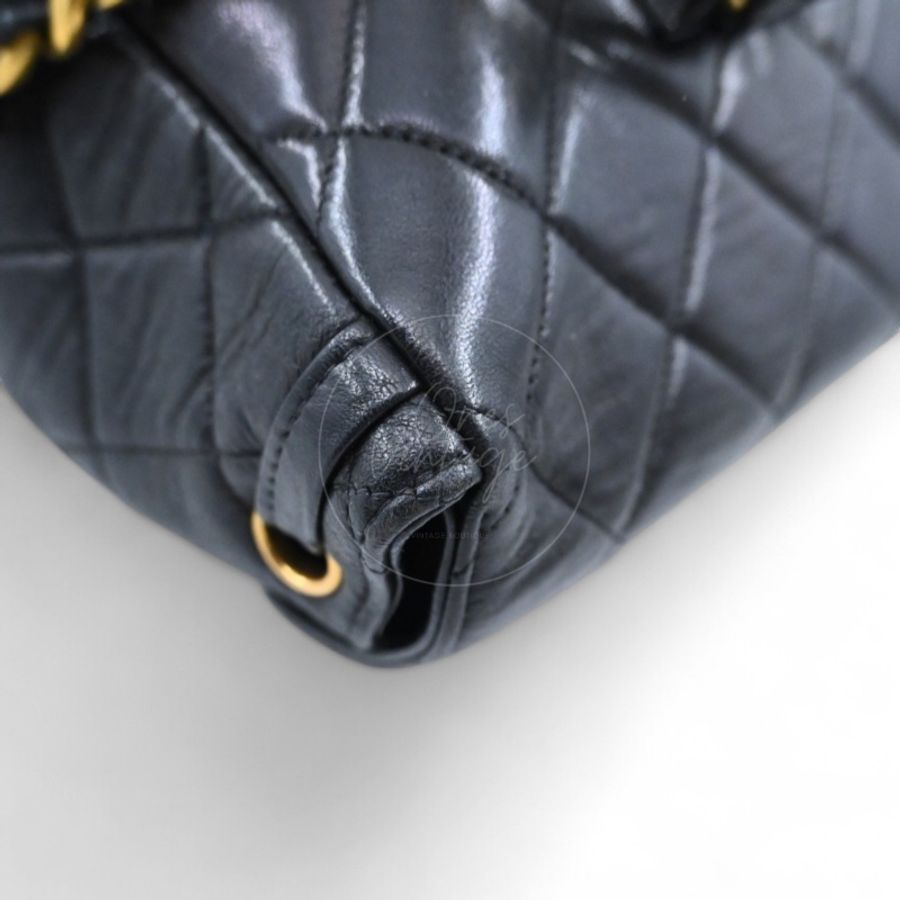 中古 Chanel 香奈兒 經典款 黑色小羊皮 大號 Duma 後背包-7