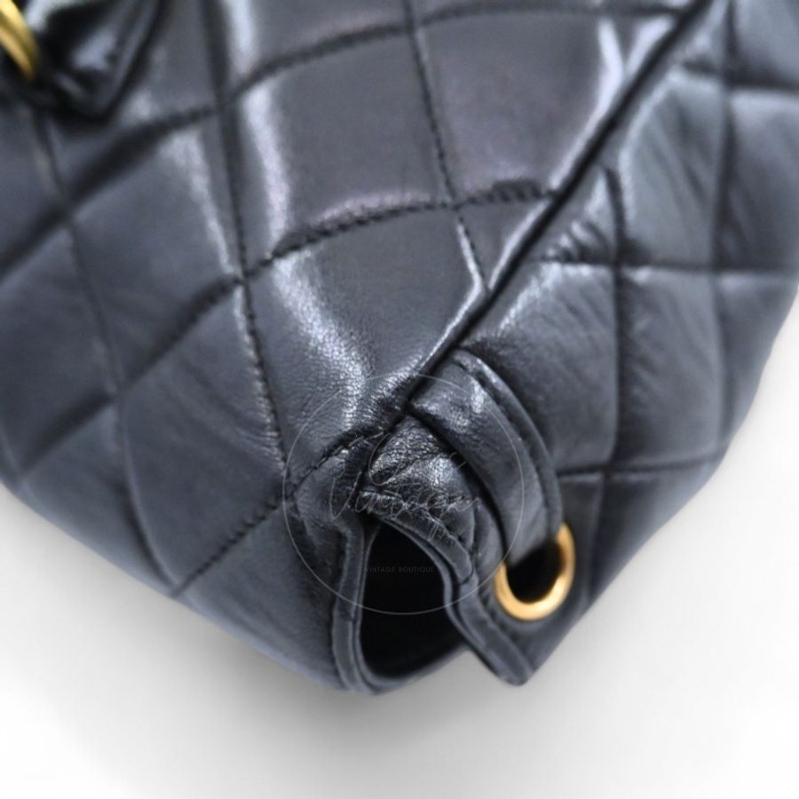 中古 Chanel 香奈兒 經典款 黑色小羊皮 大號 Duma 後背包-8