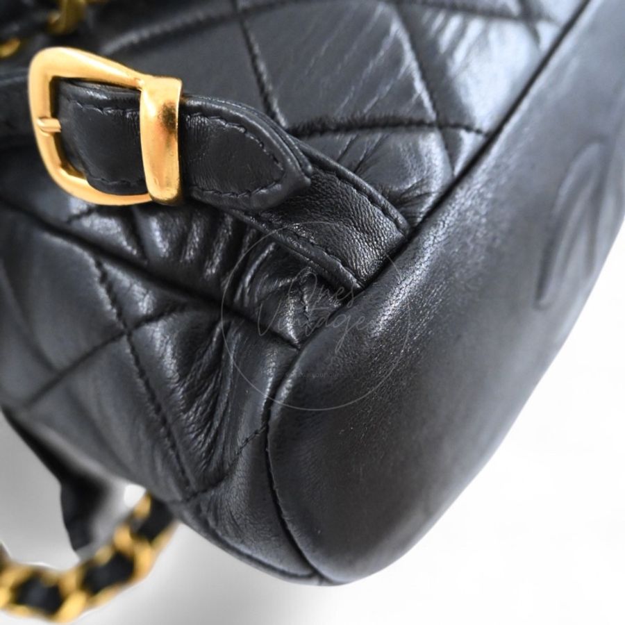 中古 Chanel 香奈兒 經典款 黑色小羊皮 大號 Duma 後背包-23