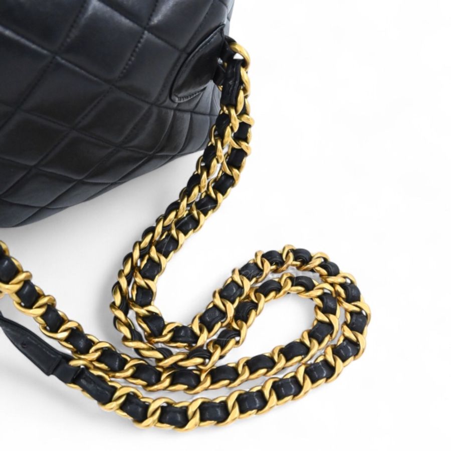 中古 Chanel 香奈兒 經典款 黑色小羊皮 大號 Duma 後背包-24