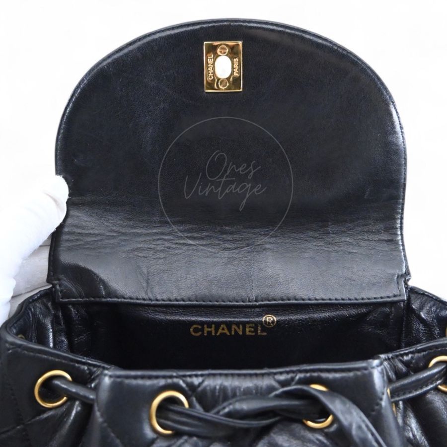 中古 Chanel 香奈兒 經典款 黑色小羊皮 大號 Duma 後背包-27