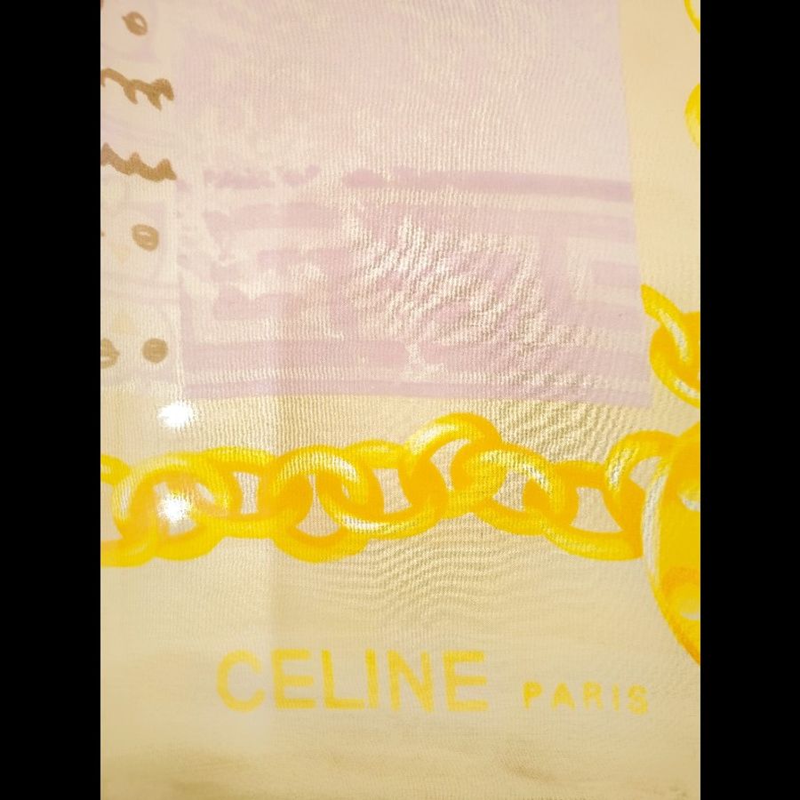 Celine 凱旋門鳥語花香淺紫色絲巾-8