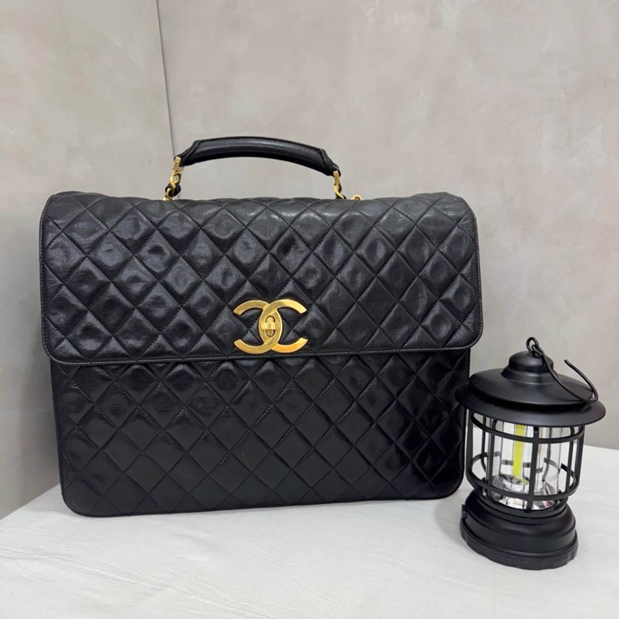 Chanel香奈兒 手提黑金公事包 1開 vintage-0