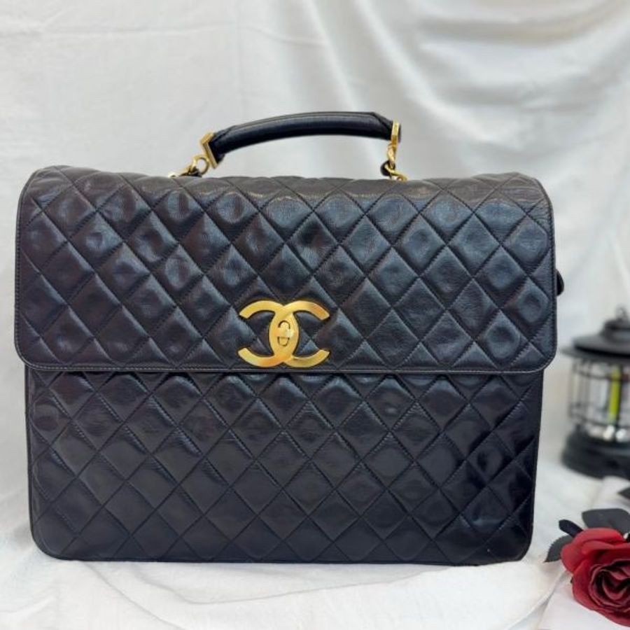 Chanel香奈兒 黑金手提公事包 辦公包 大容量 vintage 中古 二手-1