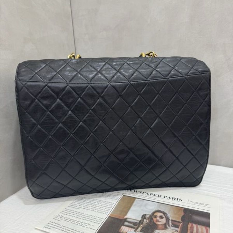 Chanel香奈兒 黑金手提公事包 辦公包 大容量 vintage 中古 二手-5