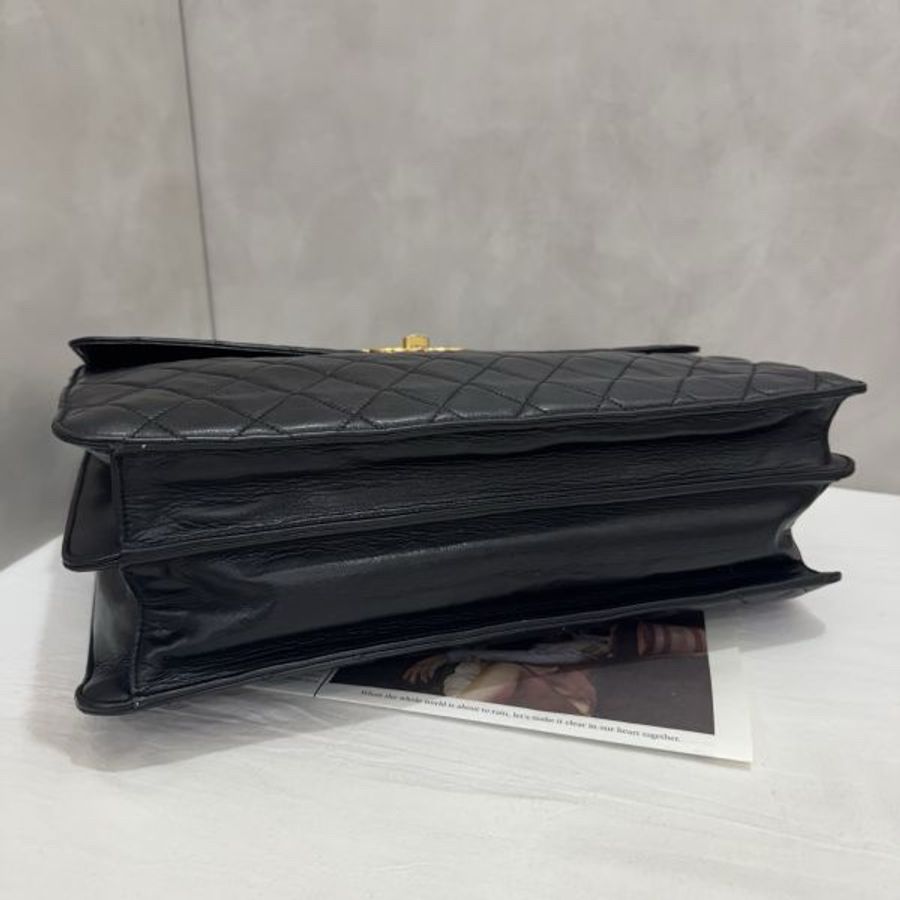 Chanel香奈兒 黑金手提公事包 辦公包 大容量 vintage 中古 二手-8