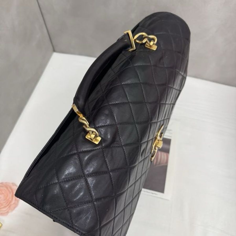 Chanel香奈兒 黑金手提公事包 辦公包 大容量 vintage 中古 二手-9