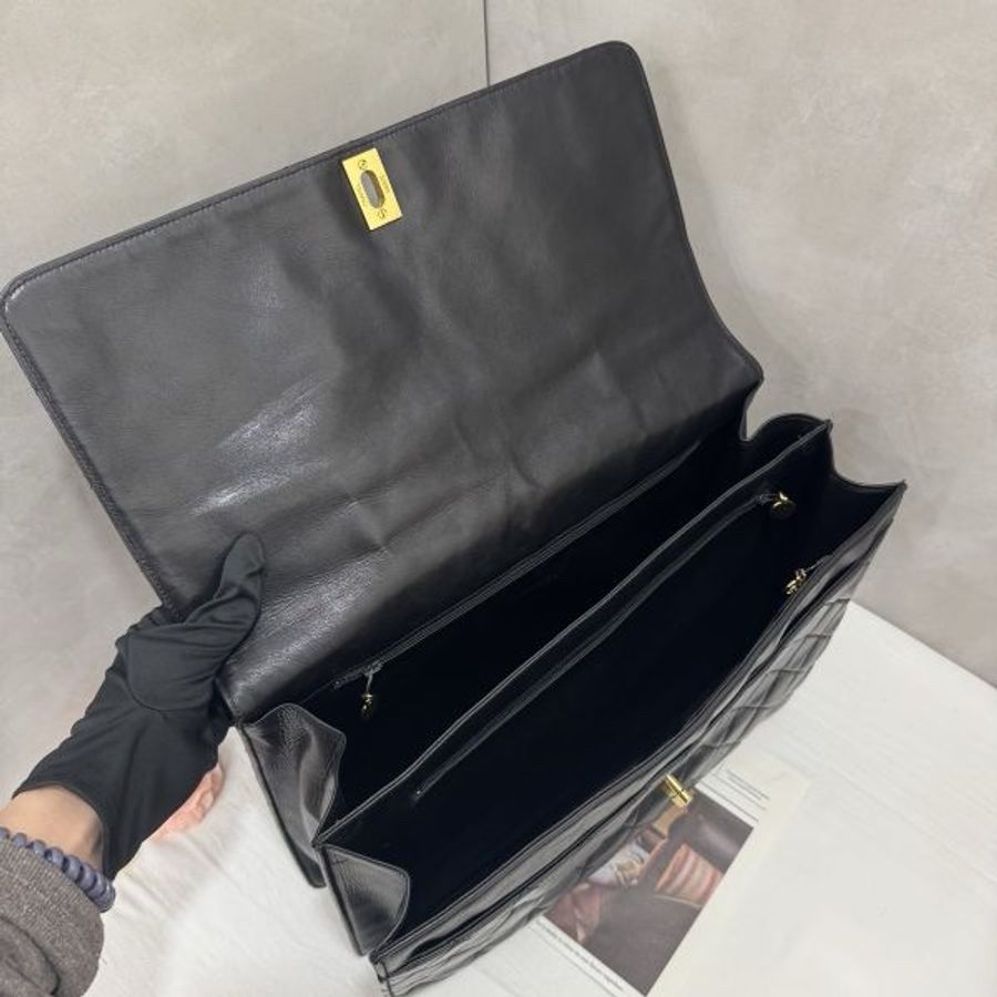 Chanel香奈兒 黑金手提公事包 辦公包 大容量 vintage 中古 二手-10