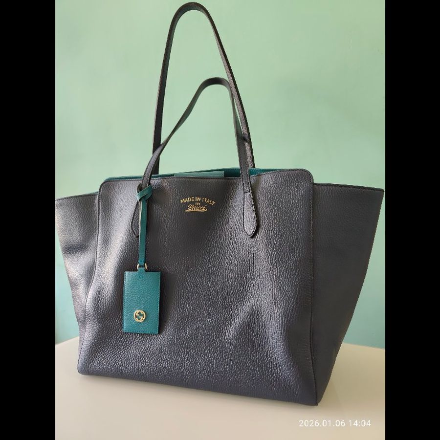 Gucci深藍拼孔雀藍 SWING大號-0