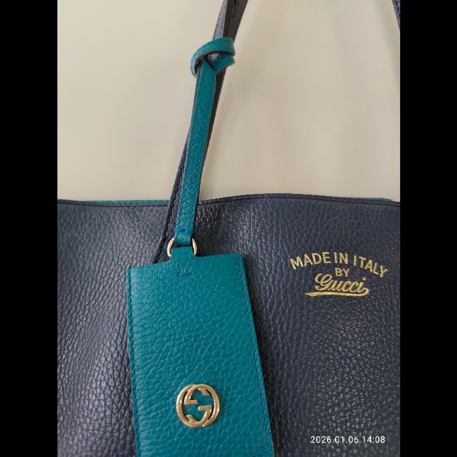 Gucci深藍拼孔雀藍 SWING大號-10