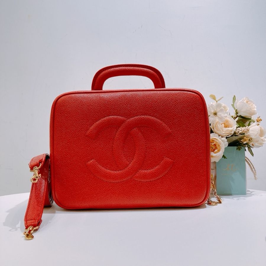 TW4626 Chanel 香奈兒復古CC字化妝包包Vintage CC Stitch Vanity Handbag Calfs-0