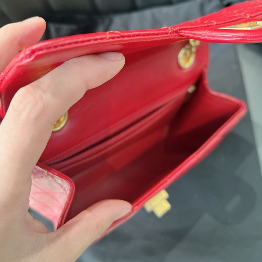 香奈兒 CHANEL 2.55 mini 紅金牛皮鍊條包-6