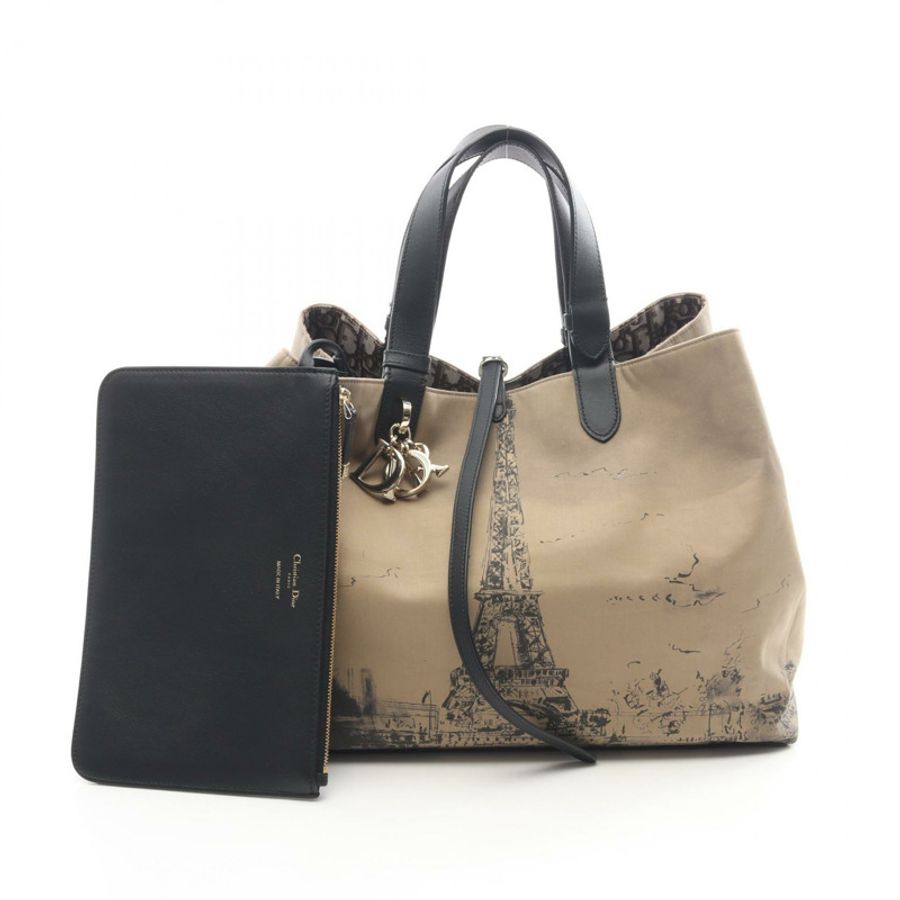 Christian Dior Toujours Oblique 大托特包手袋帆布皮革米色二手-0