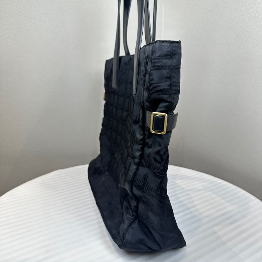 香奈兒/Chanel New Travel Line 黑色尼龍單肩托特包 36x13x34cm-2