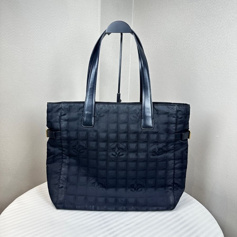 香奈兒/Chanel New Travel Line 黑色尼龍單肩托特包 36x13x34cm-9