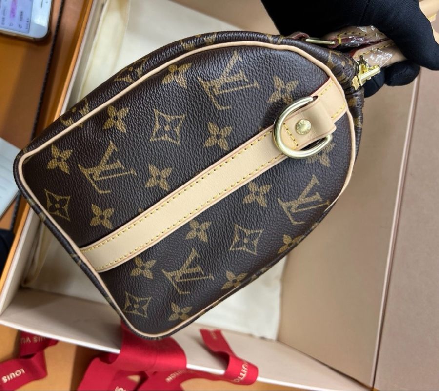 【2026年1月購證 全新大全套✨】LV Speedy25 經典老花手提斜挎包搭黑色肩帶芯片款-3