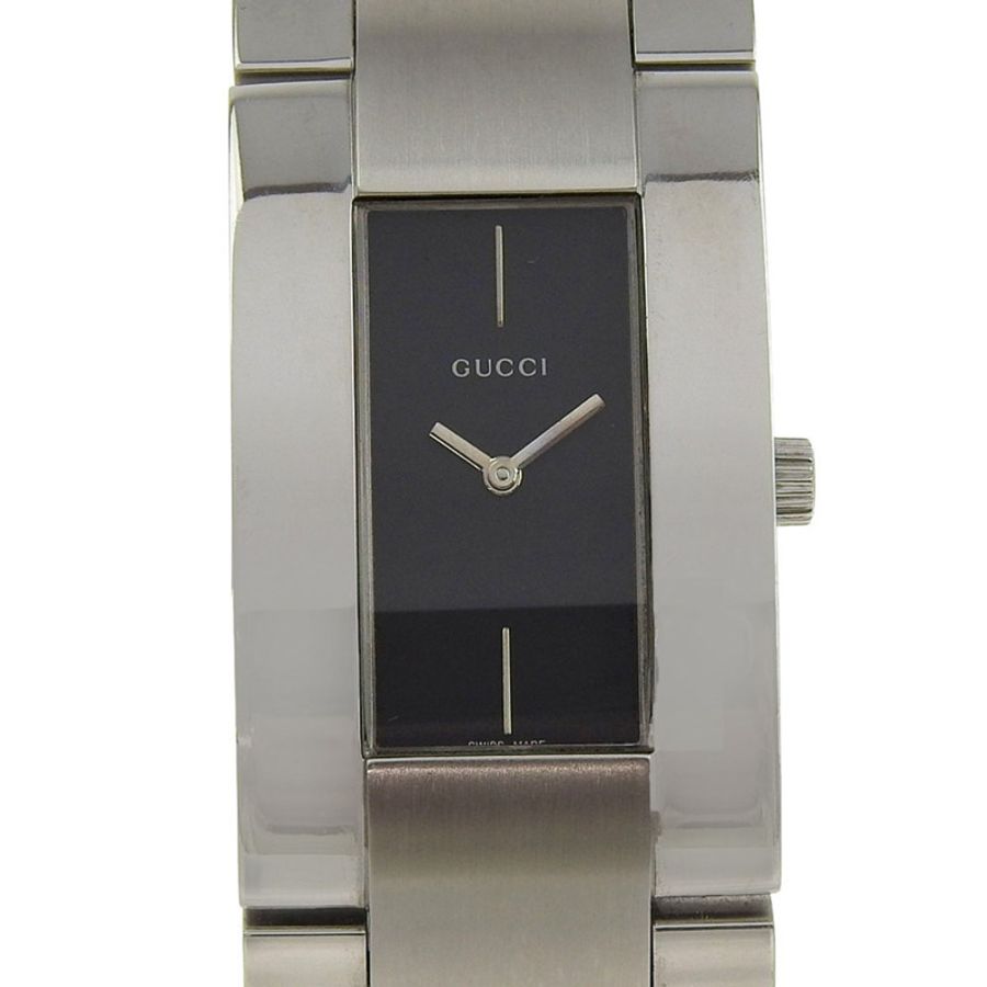 Gucci GUCCI 4600米不鏽鋼石英模擬顯示男士腕錶,黑色錶盤-0
