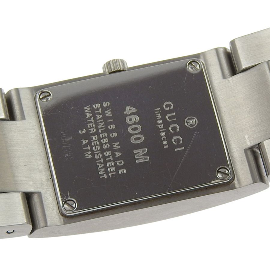 Gucci GUCCI 4600米不鏽鋼石英模擬顯示男士腕錶,黑色錶盤-4