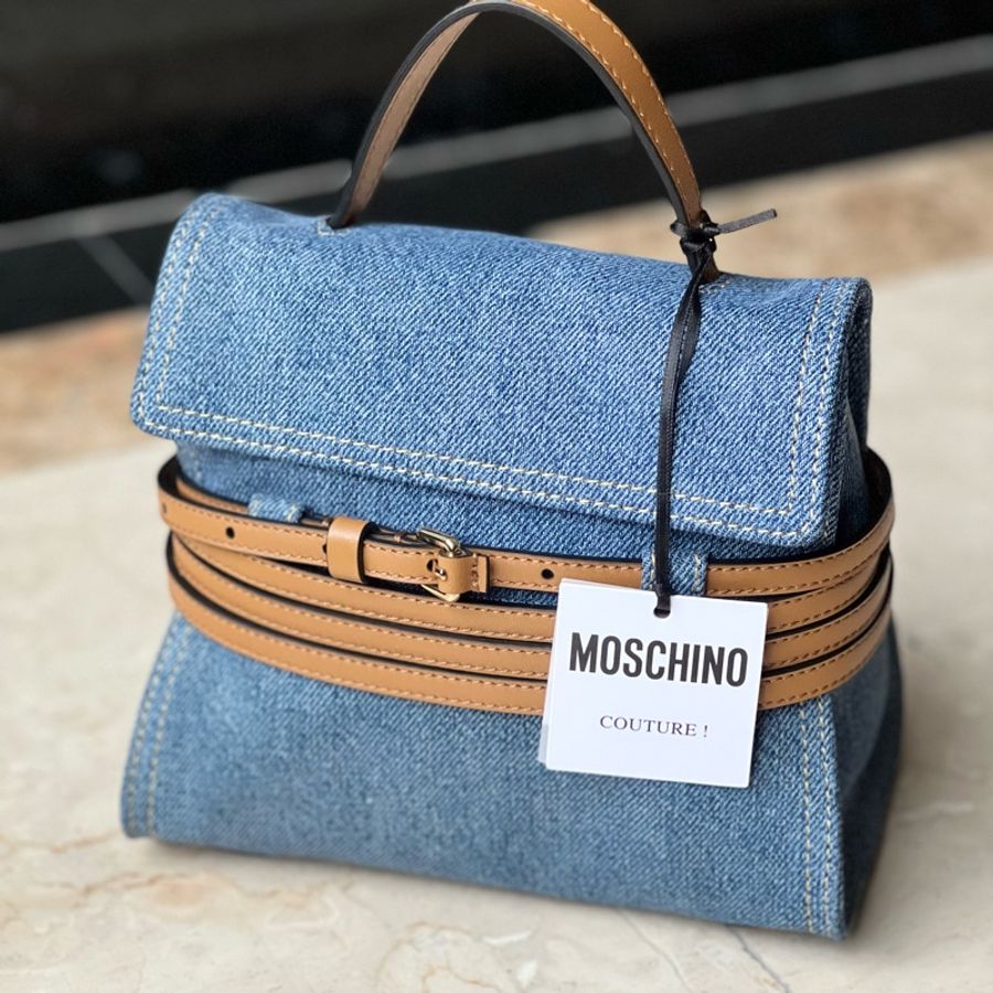 MOSCHINO Tie Me 丹寧綁帶包 (附揹帶)-24