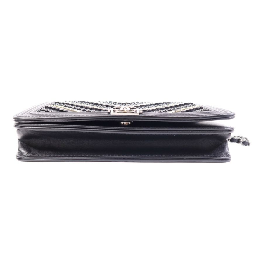 CHANEL 牛皮皮革WOC Wallet On Chain銀扣鏈帶肩背袋-3
