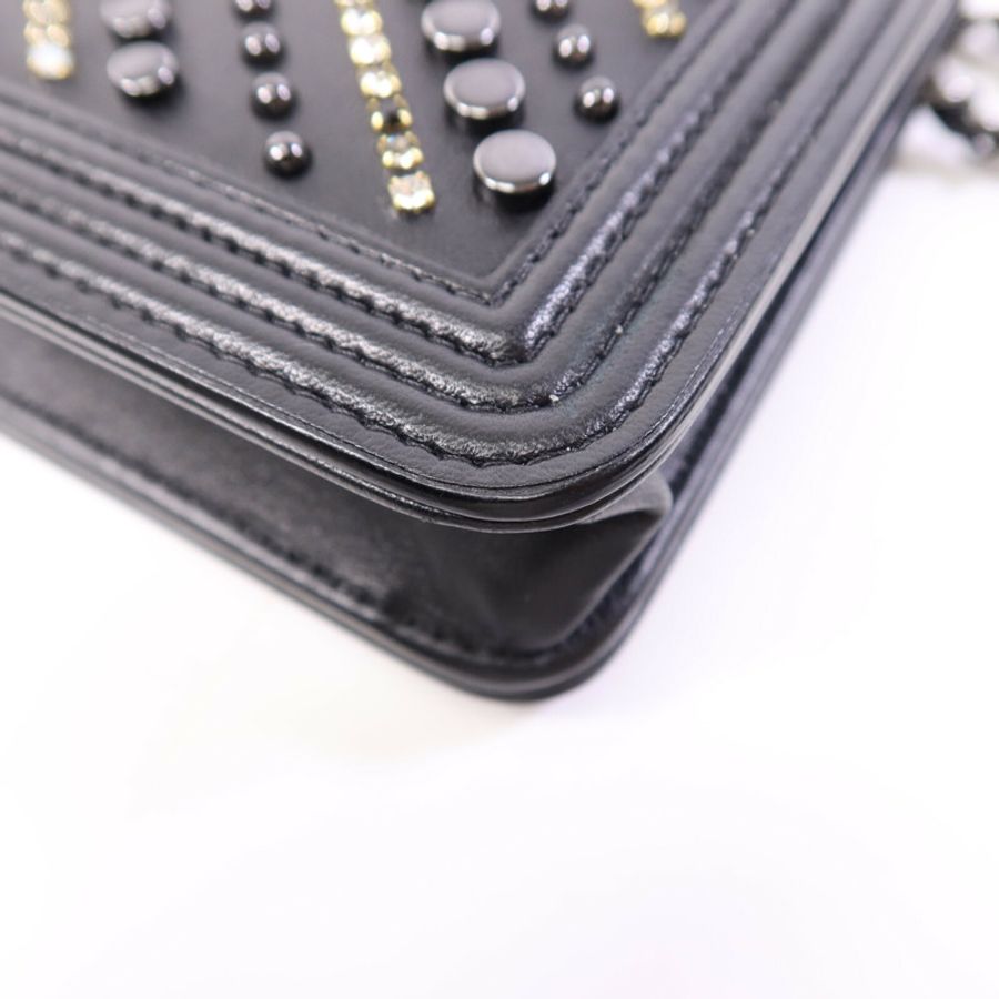 CHANEL 牛皮皮革WOC Wallet On Chain銀扣鏈帶肩背袋-12