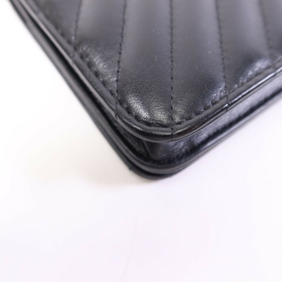 CHANEL 牛皮皮革WOC Wallet On Chain銀扣鏈帶肩背袋-13