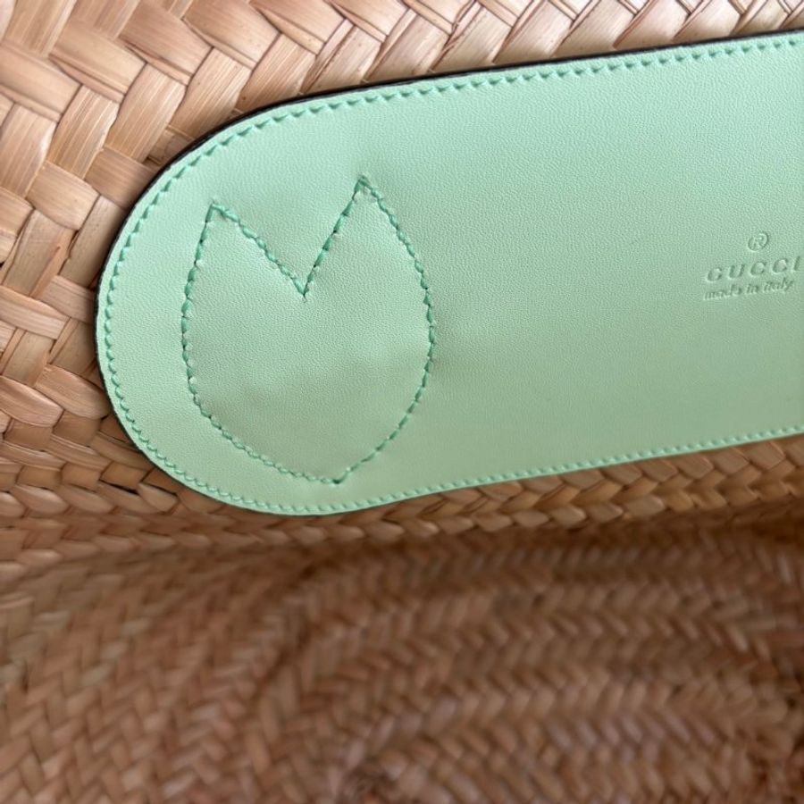 ::GUCCI:: 779524 淺綠色皮革手提草編包肩背包 Tote Bag-12