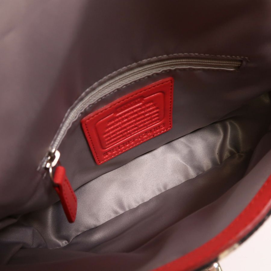 COACH 帆布/牛皮皮革Shoulder Bag銀扣肩背袋-4